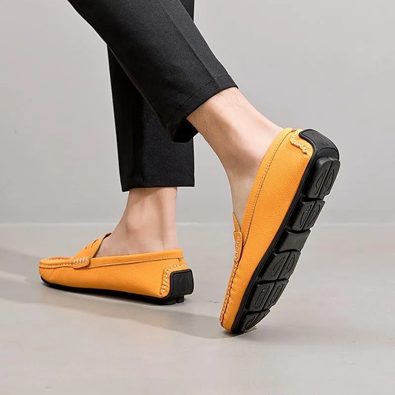 Mens Loafers Simple Round Toe Solid Color Faux Leather Penny Driving Loafers Flexible Anti-Slip Slip Resistant Walking Slip-ons