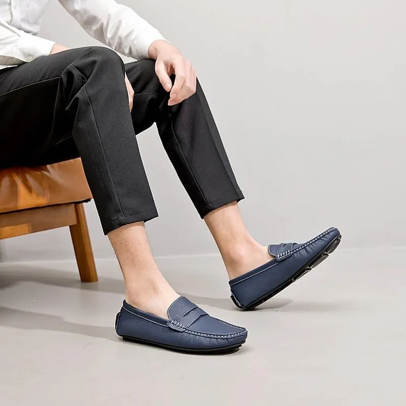 Mens Loafers Simple Round Toe Solid Color Faux Leather Penny Driving Loafers Flexible Anti-Slip Slip Resistant Walking Slip-ons