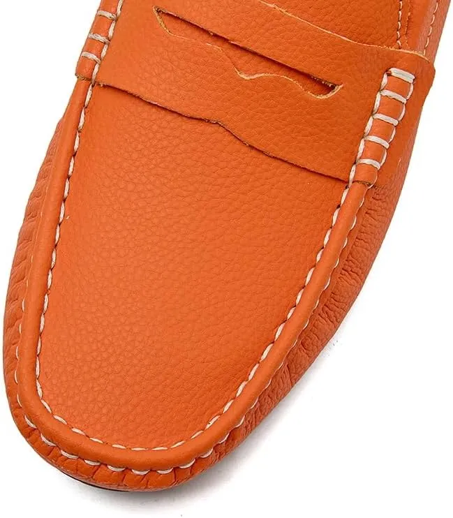 Mens Loafers Simple Round Toe Solid Color Faux Leather Penny Driving Loafers Flexible Anti-Slip Slip Resistant Walking Slip-ons