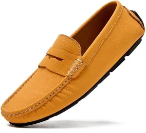 Mens Loafers Simple Round Toe Solid Color Faux Leather Penny Driving Loafers Flexible Anti-Slip Slip Resistant Walking Slip-ons