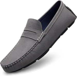 Mens Loafers Square Toe Nubuck Leather Penny Driving Loafers Comfortable Anti-Slip Slip Resistant Outdoor Prom Slip-ons