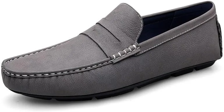 Mens Loafers Square Toe Nubuck Leather Penny Driving Loafers Comfortable Anti-Slip Slip Resistant Outdoor Prom Slip-ons