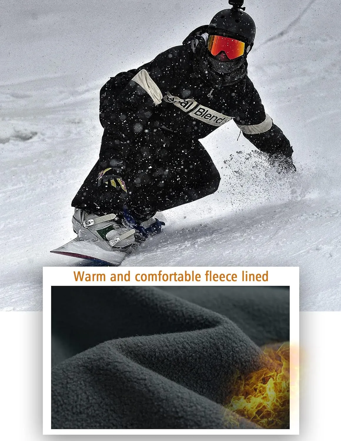 Men's Snow Ski Waterproof Hiking Pants Fleece Lined Softshell Insulated Snowboard Outdoor Work Zipper Bottom Leg
