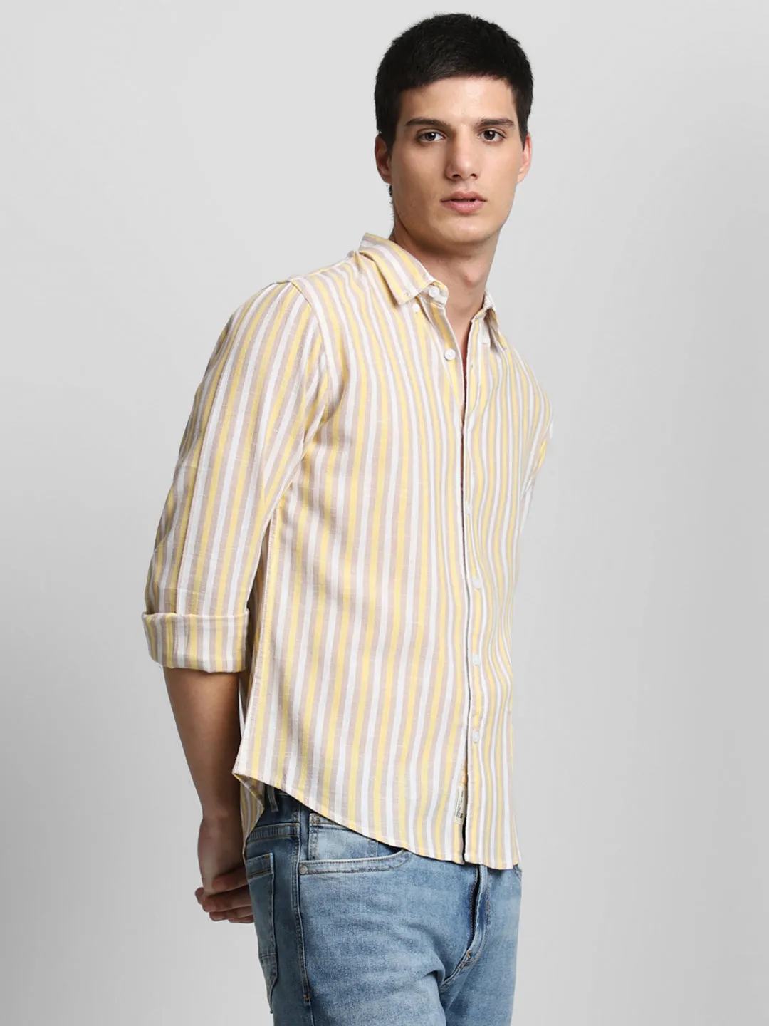 Men's Yellow Checkered Full Sleeve Casual Shirts
