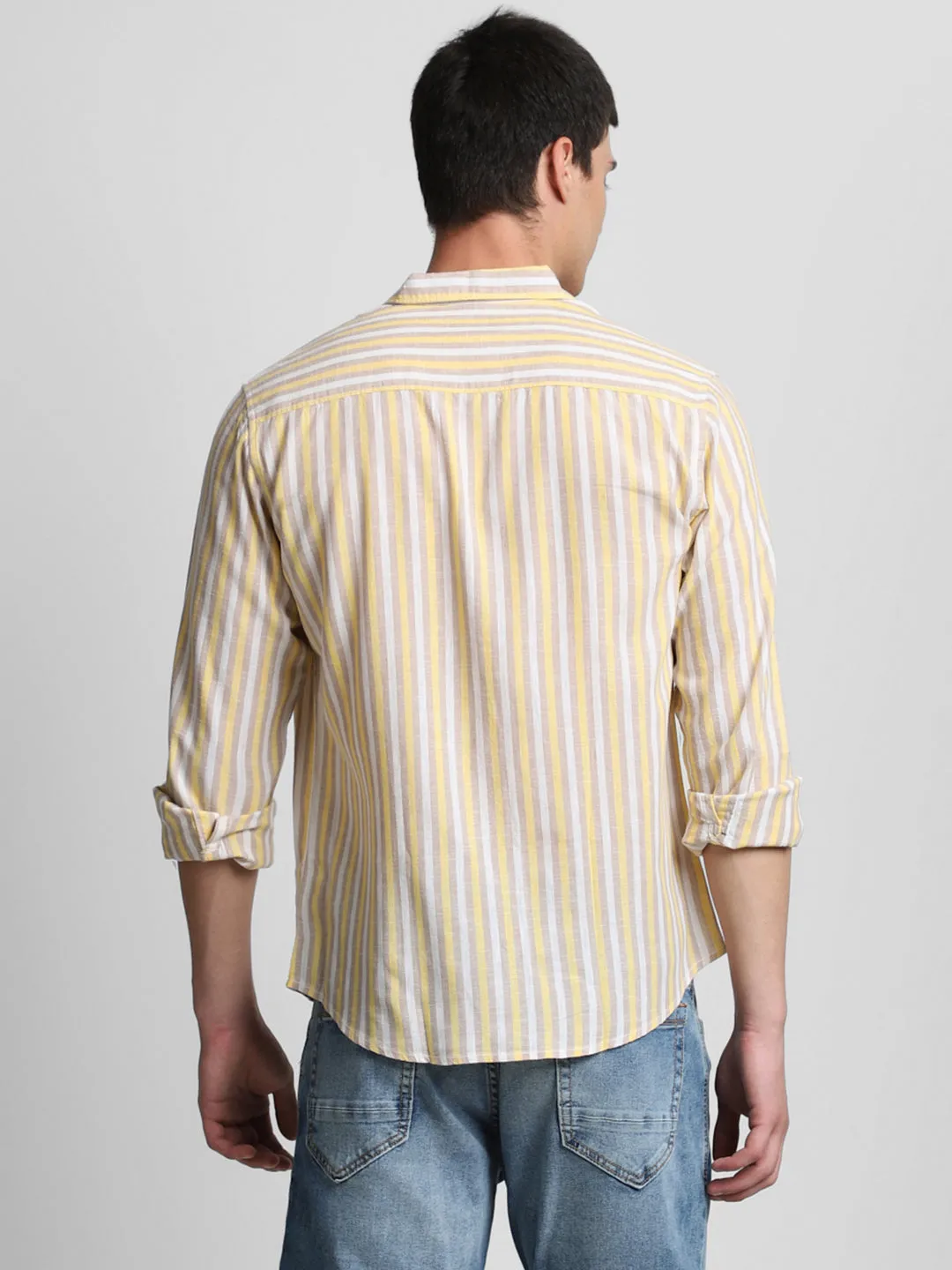 Men's Yellow Checkered Full Sleeve Casual Shirts
