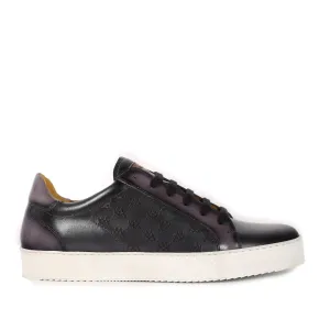 Mezlan 20730 Men's Shoes Black & Gray Calf-Skin Leather Casual Sneakers (MZS3612)