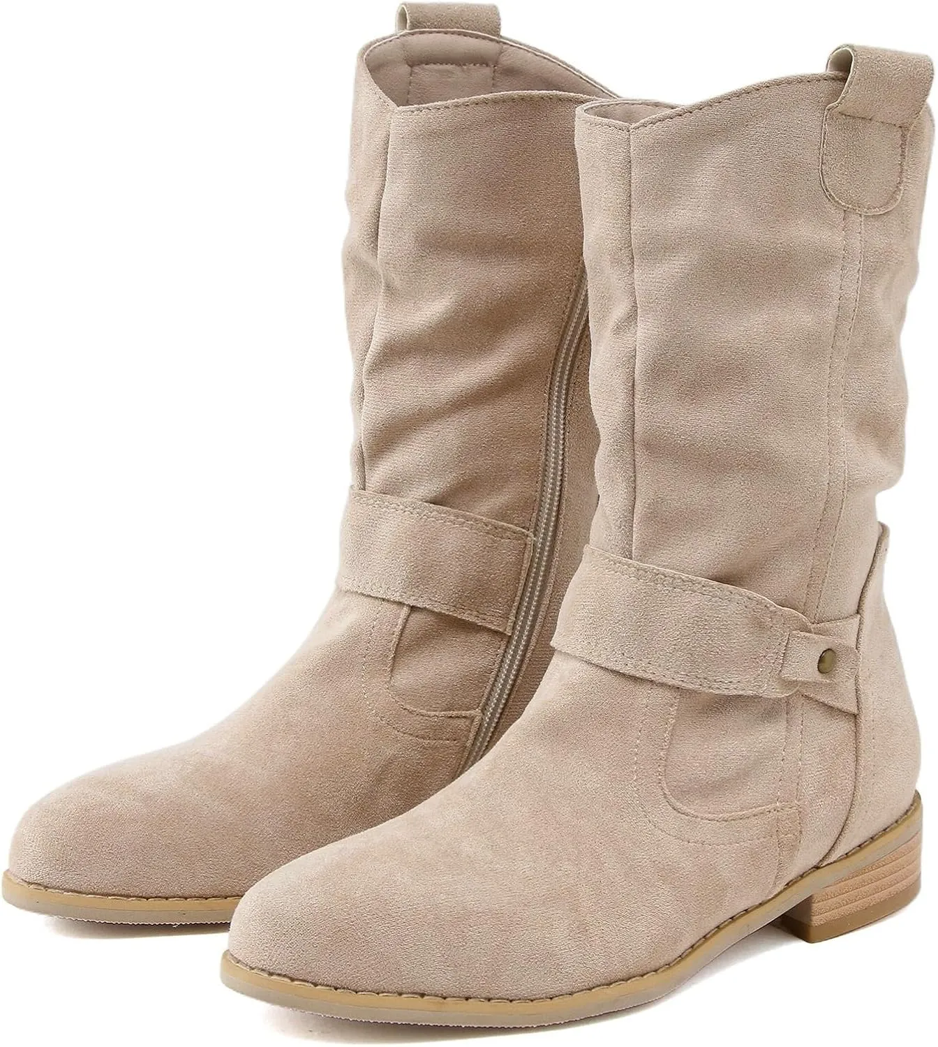 Mid Calf Booties for Women Women Dressy Comfortable Boots Round Toe Low and Square Heels Fashion Casual Women Boots