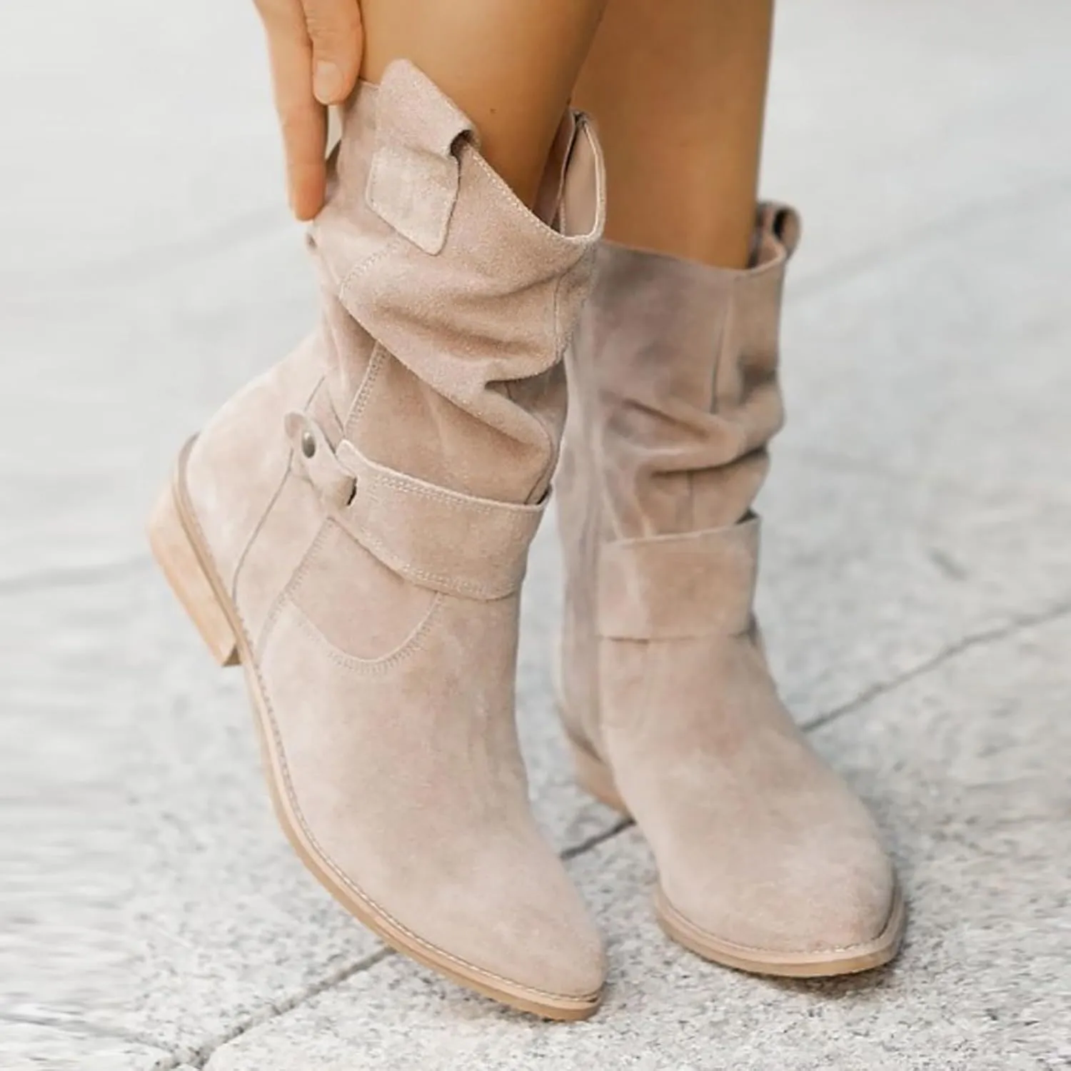 Mid Calf Booties for Women Women Dressy Comfortable Boots Round Toe Low and Square Heels Fashion Casual Women Boots