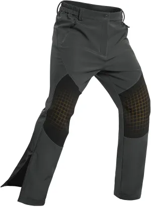 Moosehill Mens-Snow-Ski-Pants-Fleece-Lined-Pants Waterproof Winter Snowboard Softshell Pant Insulated Zipper Bottom Leg for Hiking Outdoor Work(Dark Grey,32)