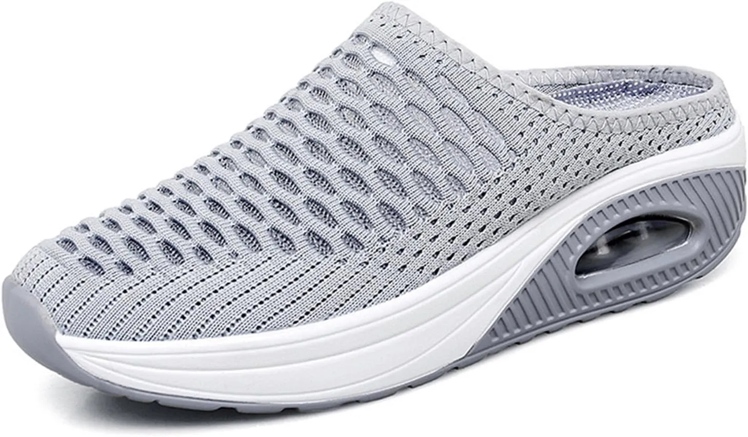 Mules for Women Breathable Mesh Walking Sneakers Sandals Arch Support Shoe Air Cushion Orthopedic Diabetic Shoes Open Back Slip On Shoes Summer Beach Casual Slippers