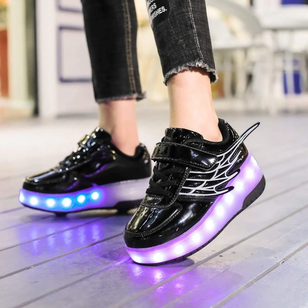 Nsasy Kids Roller Shoes Boy Girl Sneakers with Wheels Become Sport Sneaker with Led for Christmas Birthday Children Show Gift