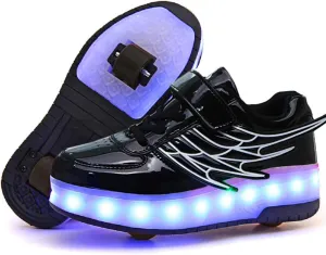 Nsasy Kids Roller Shoes Boy Girl Sneakers with Wheels Become Sport Sneaker with Led for Christmas Birthday Children Show Gift