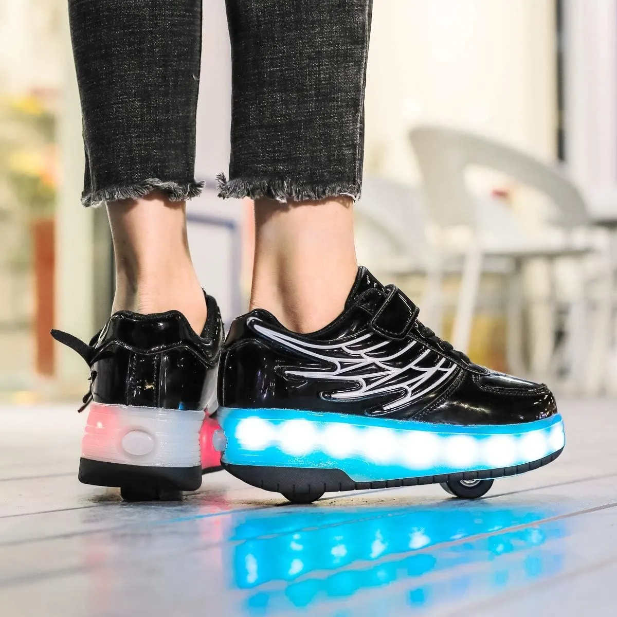 Nsasy Kids Roller Shoes Boy Girl Sneakers with Wheels Become Sport Sneaker with Led for Christmas Birthday Children Show Gift