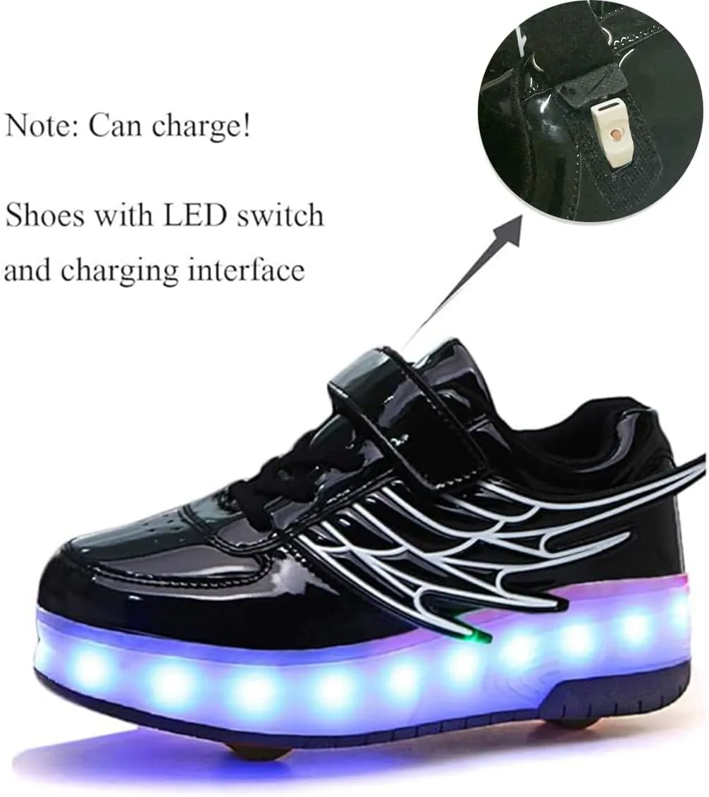 Nsasy Kids Roller Shoes Boy Girl Sneakers with Wheels Become Sport Sneaker with Led for Christmas Birthday Children Show Gift