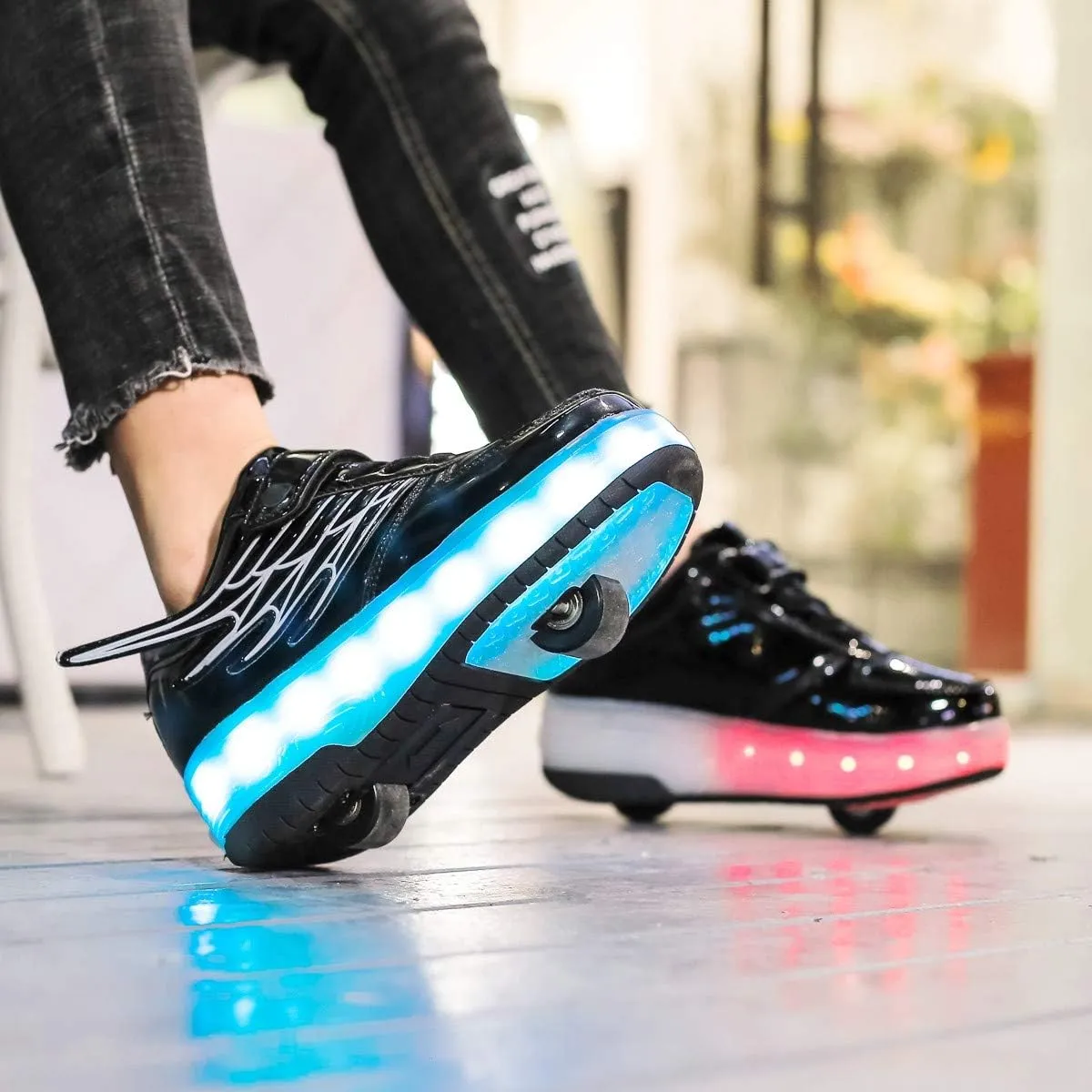 Nsasy Kids Roller Shoes Boy Girl Sneakers with Wheels Become Sport Sneaker with Led for Christmas Birthday Children Show Gift