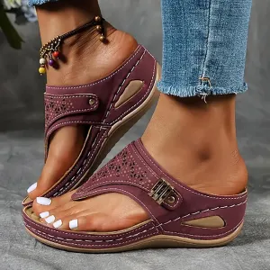Orthopedic Sandals for Women, Women Summer Comfortable Sandals Arch Support Wedge Sandals 2025 Beach Vacation Flip Flops
