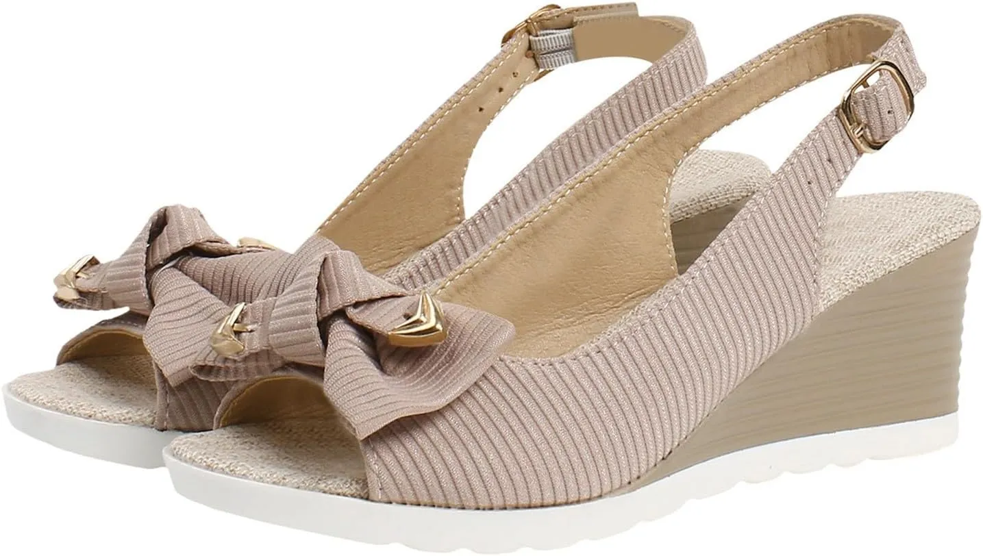 Orthopedic Sandals for Women,Women Walking Slippers with Arch Support Wedge Sandals Summer Dressy Open Toe Ankle Strap Platform Beach Casual Slip on Sandals Beach Dress Comfortable Shoes