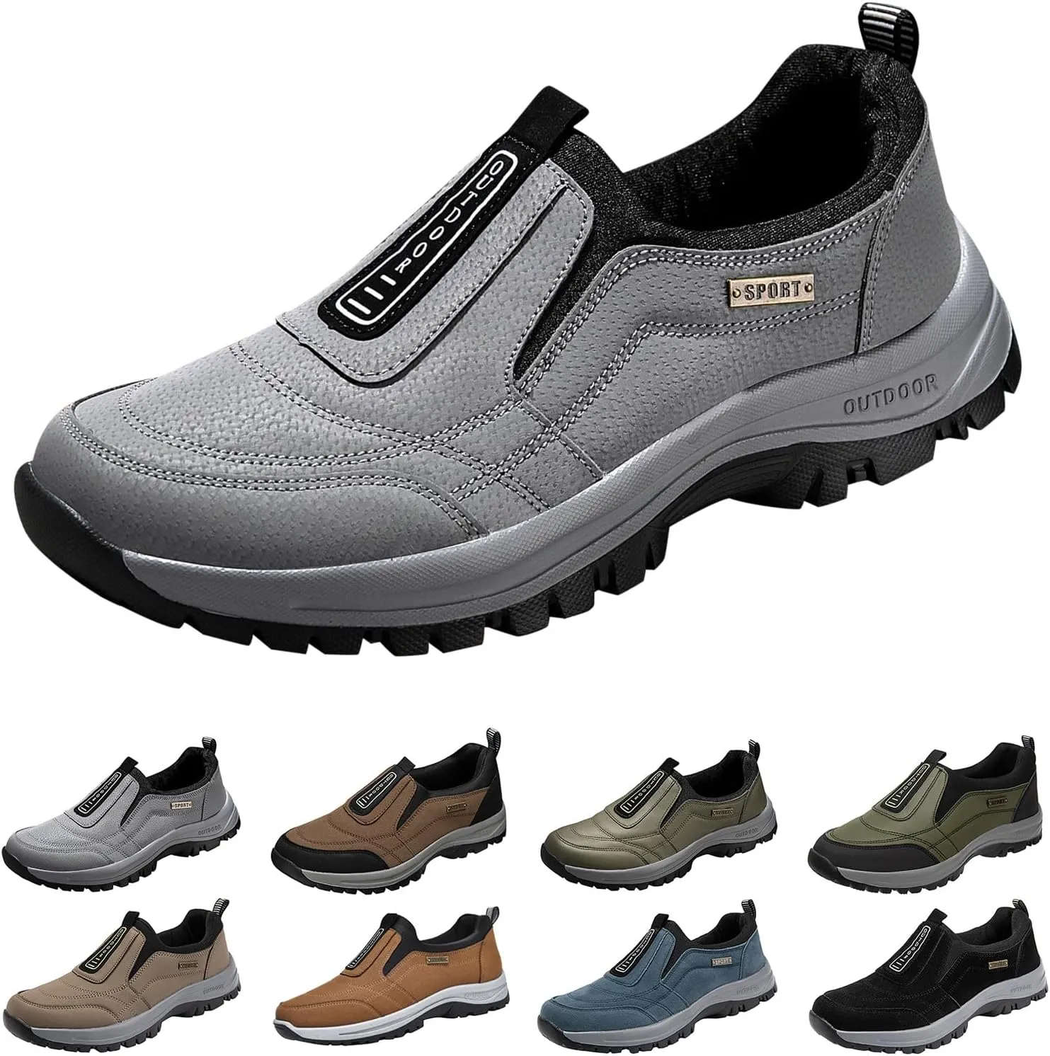 Orthopedic Walking Shoes Hiking Shoes Mens, Slip-On Outdoor Sneakers,Men's Comfortable Waterproof Orthopedic Walking Shoe