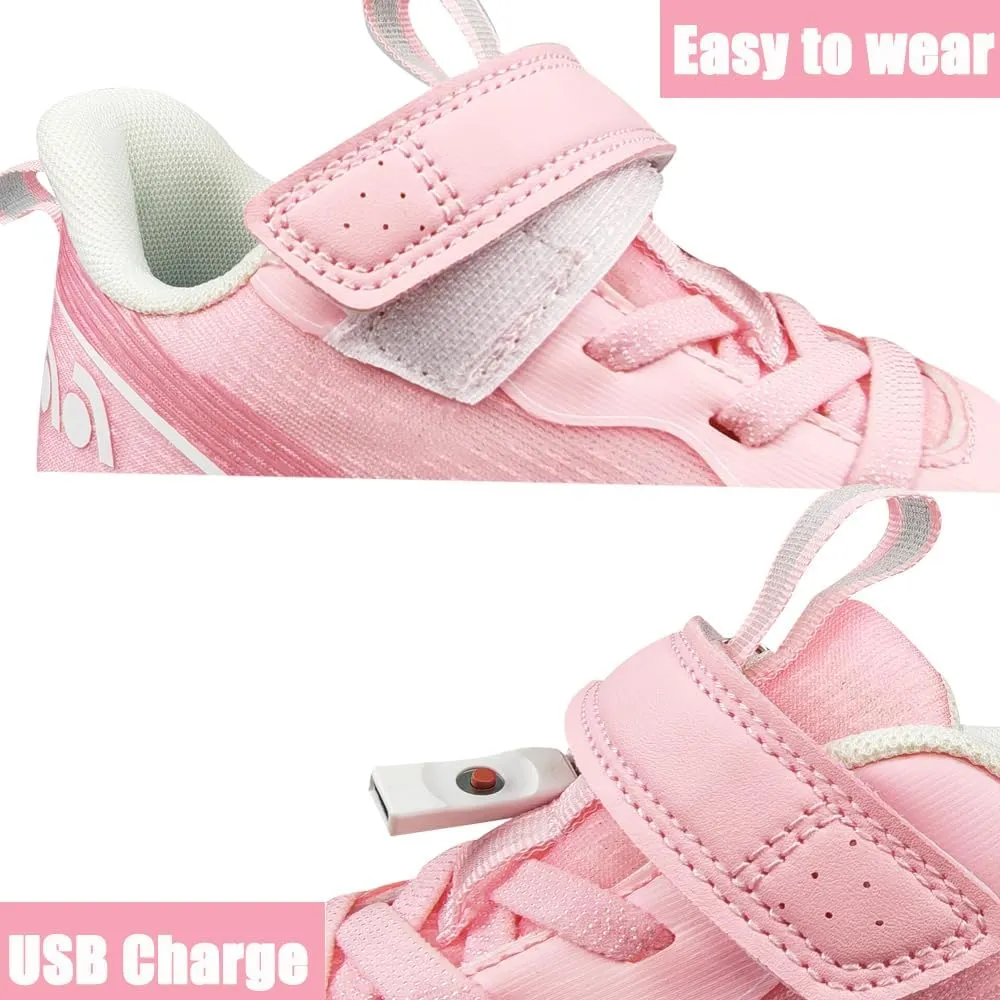 Roller Shoes Girls Sneakers USB Rechargeable 2 Wheels Shoes Roller Skates for Beginner Trainers 16 Modes LED Light Up Flashing Sneaker for Unisex Kids Skate Boys Stylish Footwear Gifts