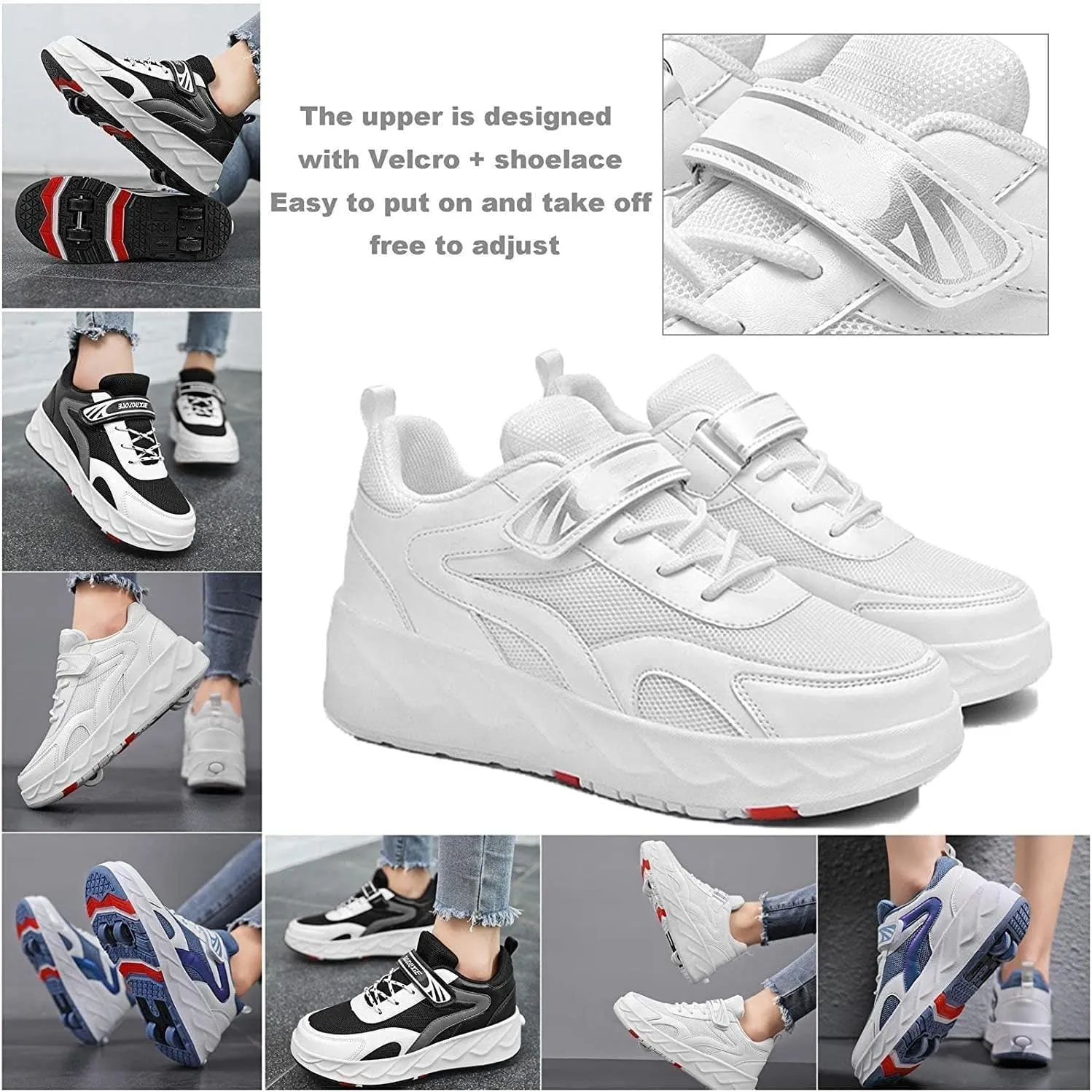 Roller Skates,Skateboard Shoes, Children's Roller Shoes, Skates,Shoes with Wheels,Trainers, Running Shoes, Girls and Women-B||35
