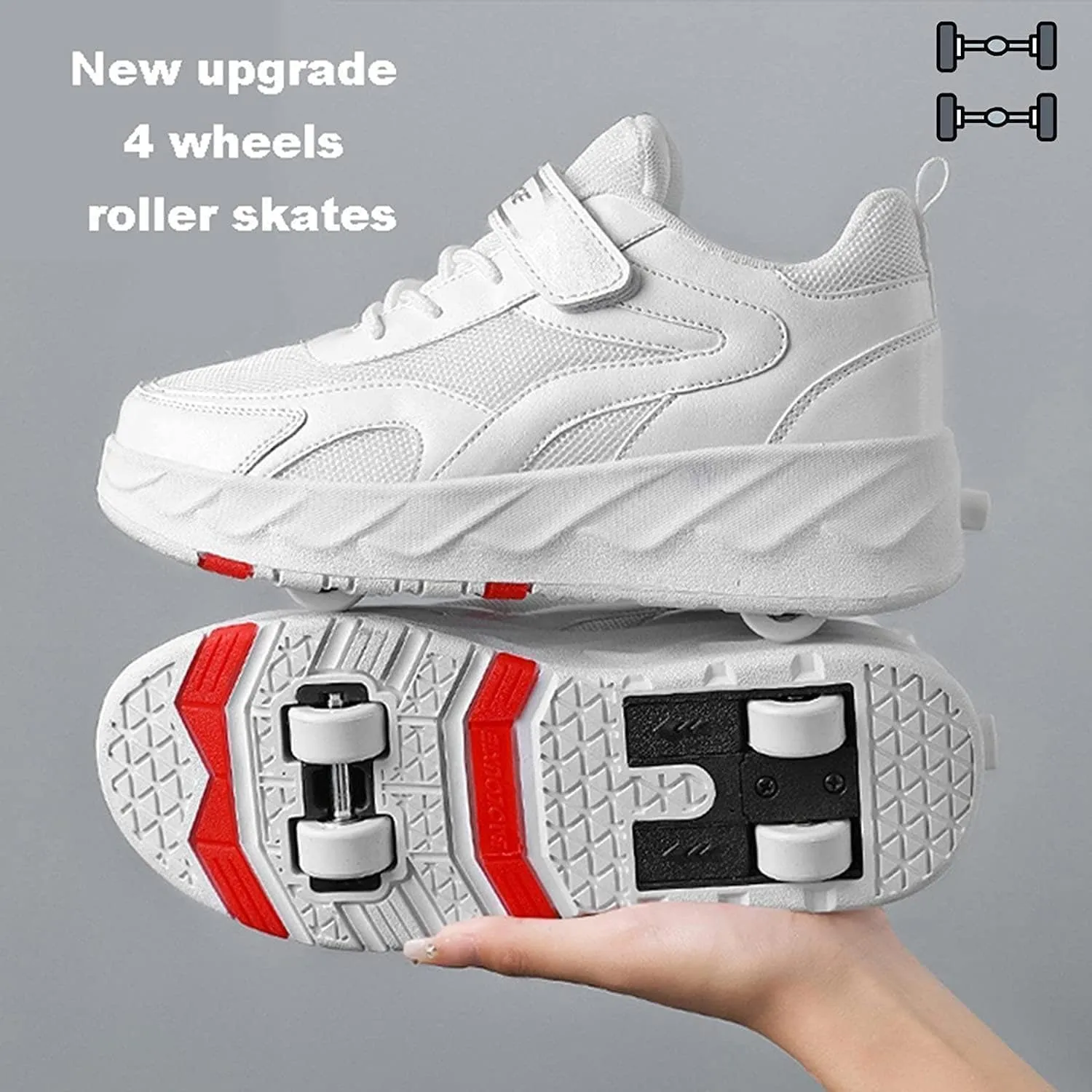 Roller Skates,Skateboard Shoes, Children's Roller Shoes, Skates,Shoes with Wheels,Trainers, Running Shoes, Girls and Women-B||35