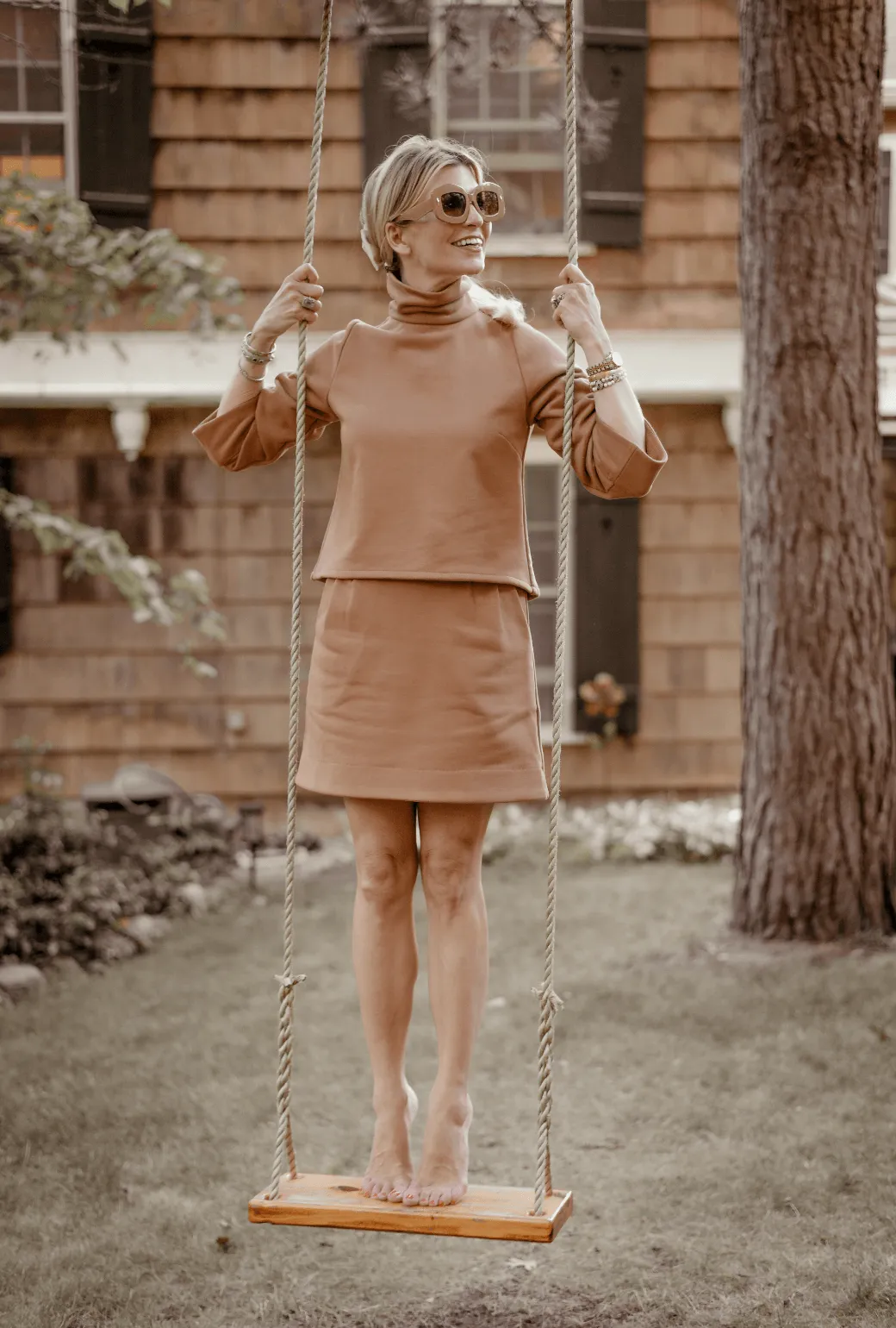 SAMPLE Maggie Mini Skirt - Caramel Knit