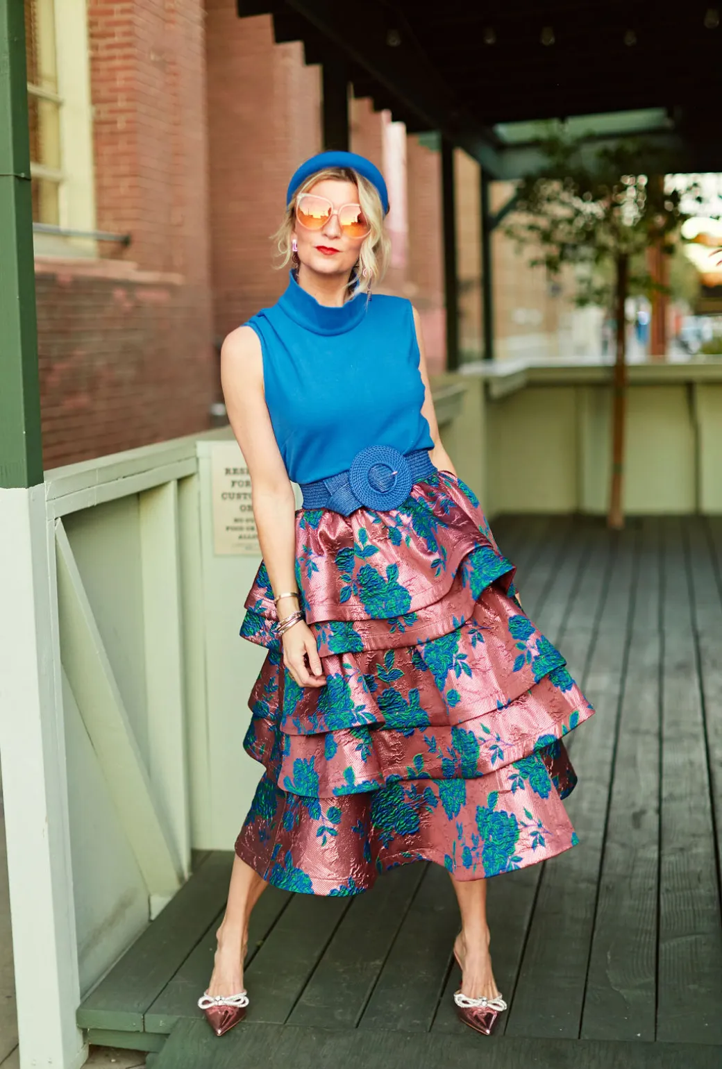 SAMPLE - MIDI Teagan Skirt - Pink Brocade