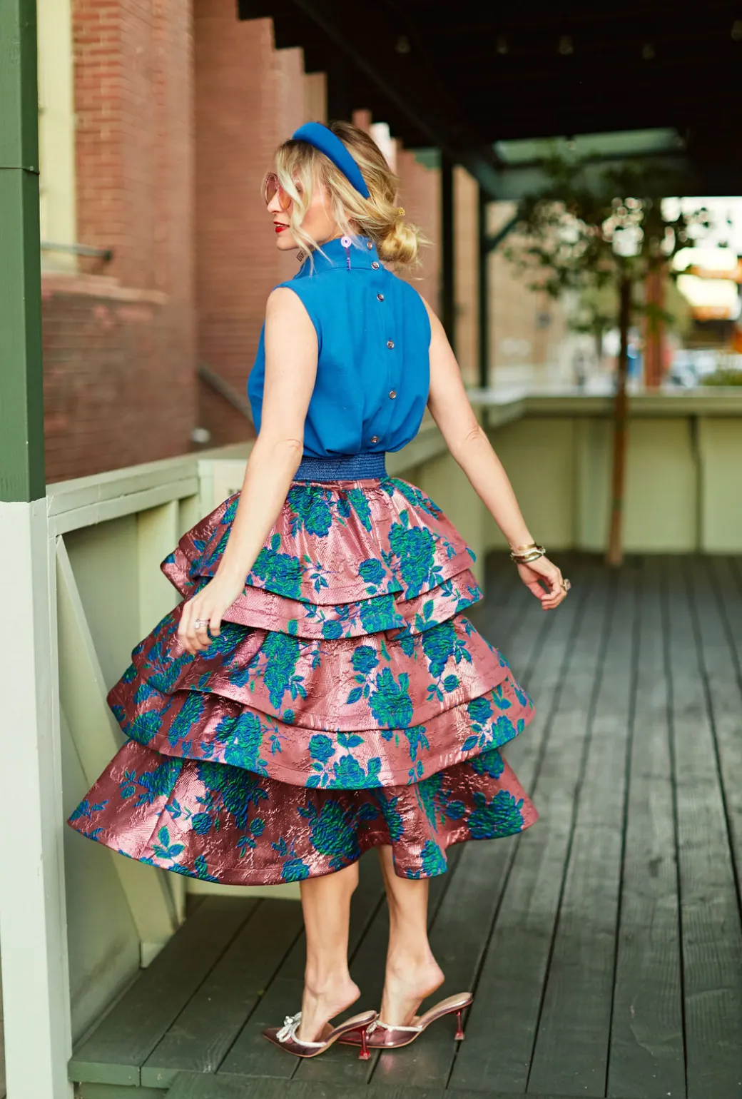 SAMPLE - MIDI Teagan Skirt - Pink Brocade