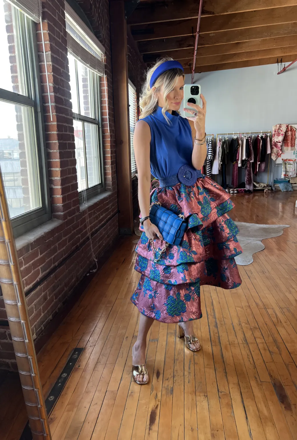 SAMPLE - MIDI Teagan Skirt - Pink Brocade