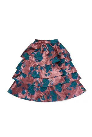 SAMPLE - MIDI Teagan Skirt - Pink Brocade