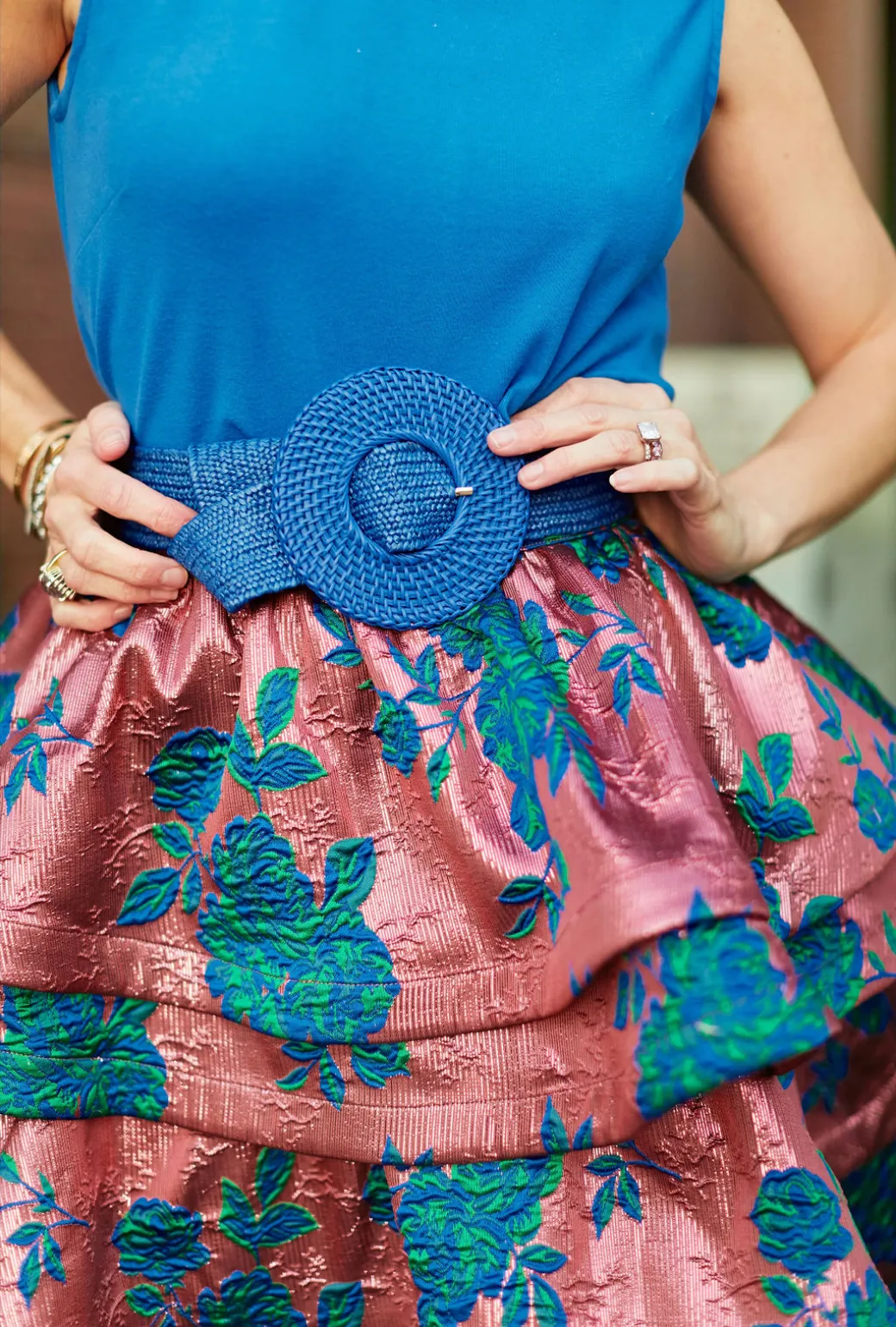 SAMPLE - MIDI Teagan Skirt - Pink Brocade