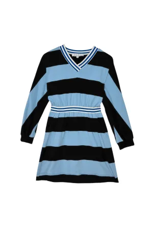 SAMPLE - Mini Track Dress - Blue Rugby Stripe