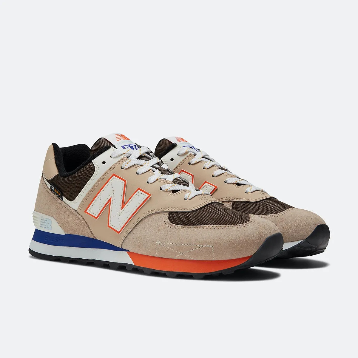 Scarpe Uomo NEW BALANCE Sneakers 574 in Pelle colore Mindful Grey e Poppy