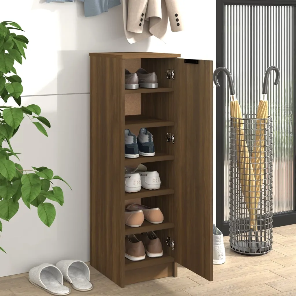 Shoe Cabinet Brown Oak 30x35x100 cm Engineered Wood