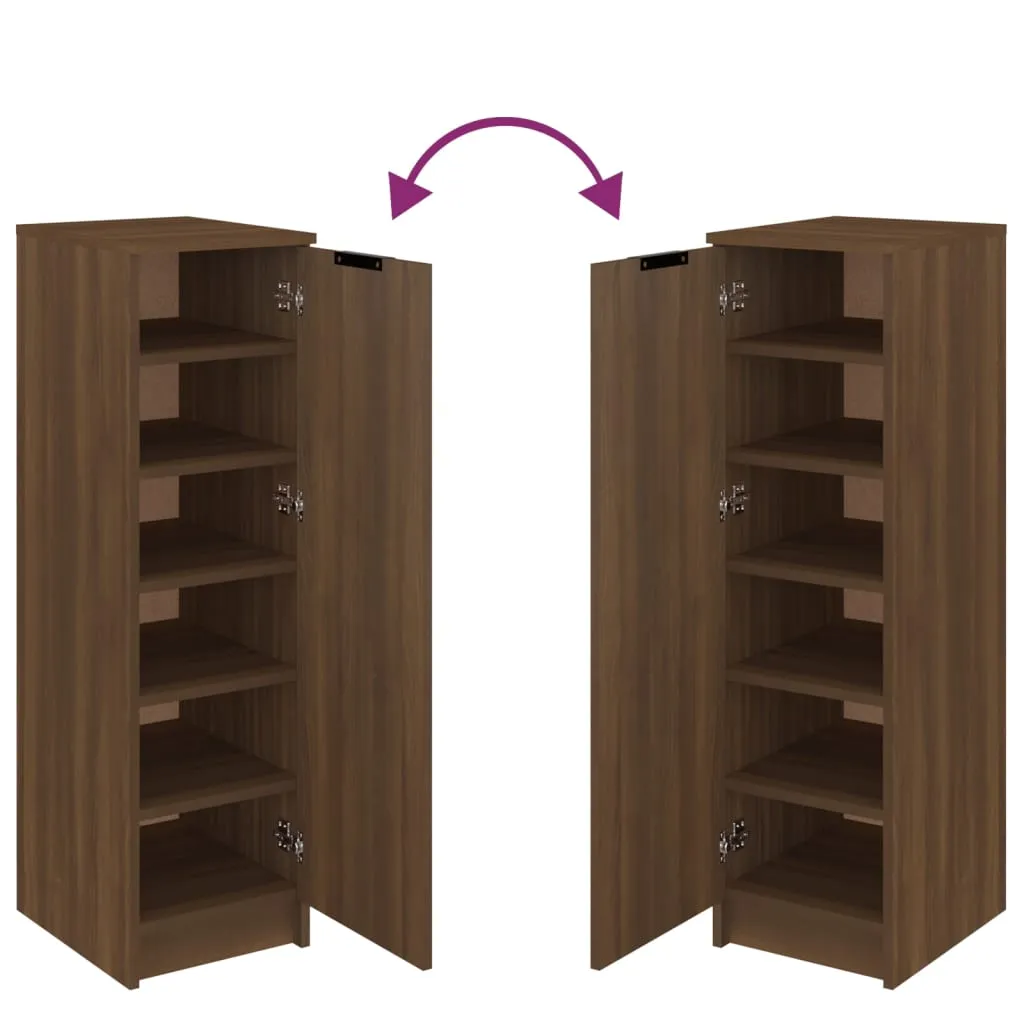 Shoe Cabinet Brown Oak 30x35x100 cm Engineered Wood