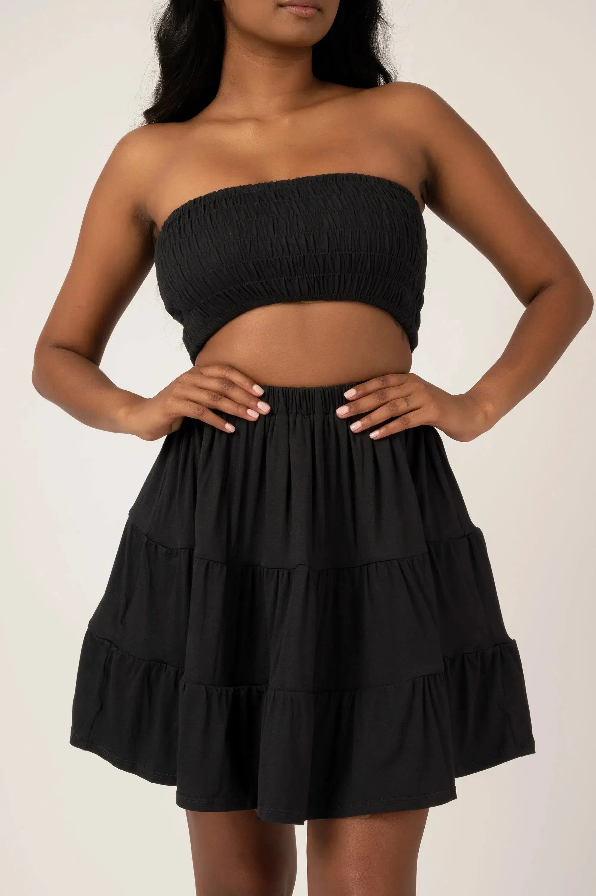 Slinky To Touch Tiered Mini Skirt - Black