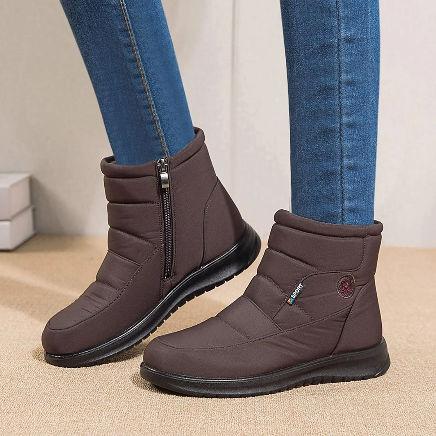 Snow Boots For Women Women's Shoes High-Top Inner Height Round Head Velvet Warm Casual Cloth Shoes Short Boots