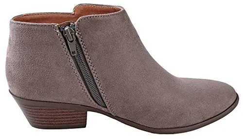 Soda Mug Charcoal Western Rounded Toe Low Chunky Block Stacked Heels Ankle Boots