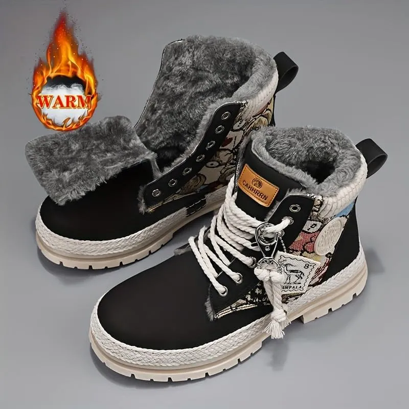 Stylish windproof men's motorcycle boots, winter snow boots and work boots for outdoor activities