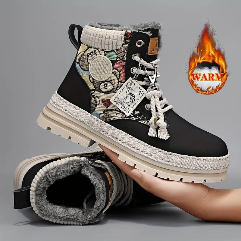 Stylish windproof men's motorcycle boots, winter snow boots and work boots for outdoor activities