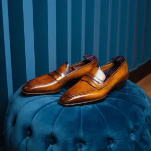 Tan Leather Malaga Slip On Penny Loafers - AW24