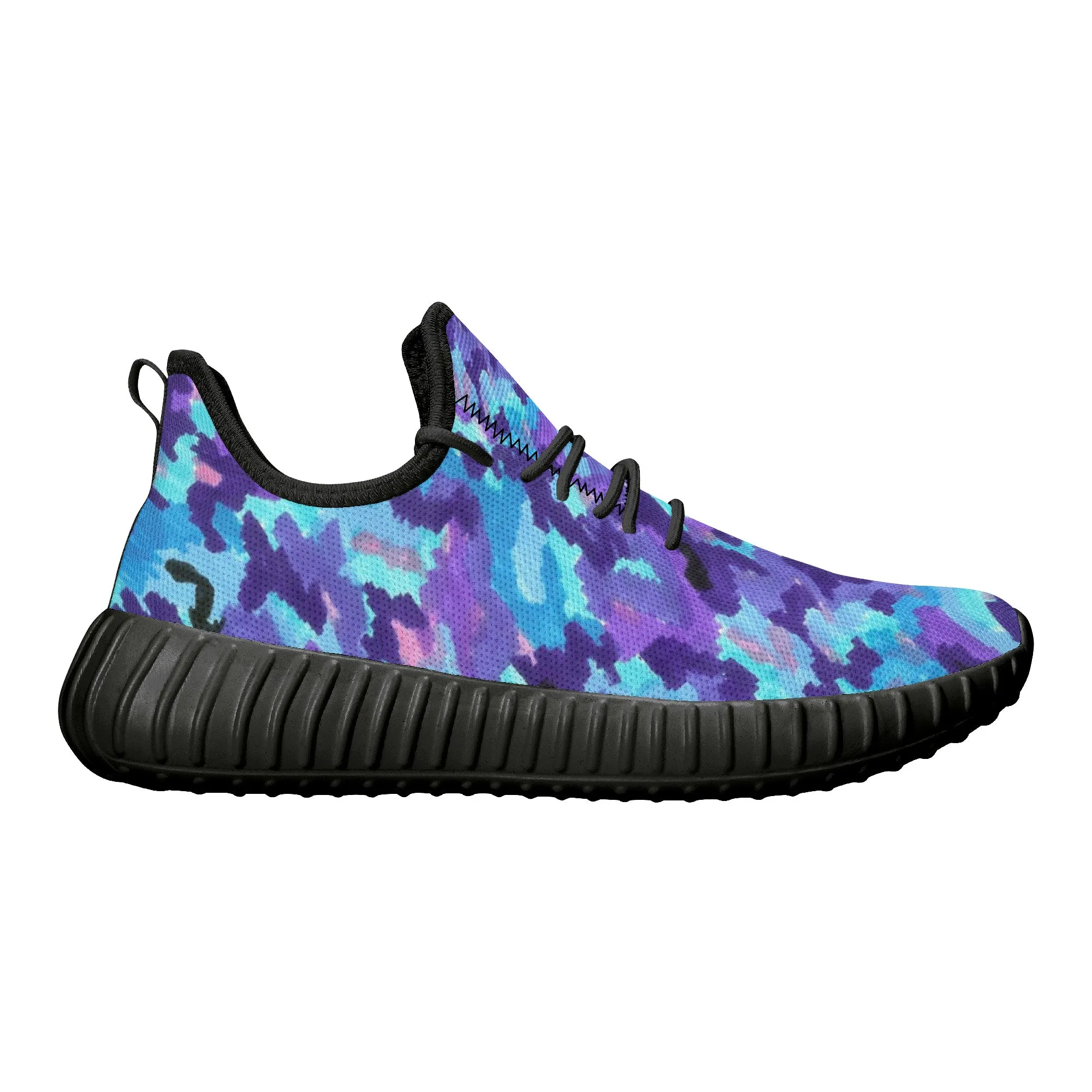 Teal Purple Leopard Camo Premium Sneakers