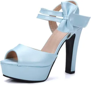 Thick Heel Waterproof Platform Bow high Heel Shoes