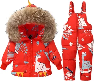 Toddler 2 Piece Ski Snowsuit Set Kids Puffer Jacket Winter Coat Snow Pants ib for Boys Girls Snowsuit Coat