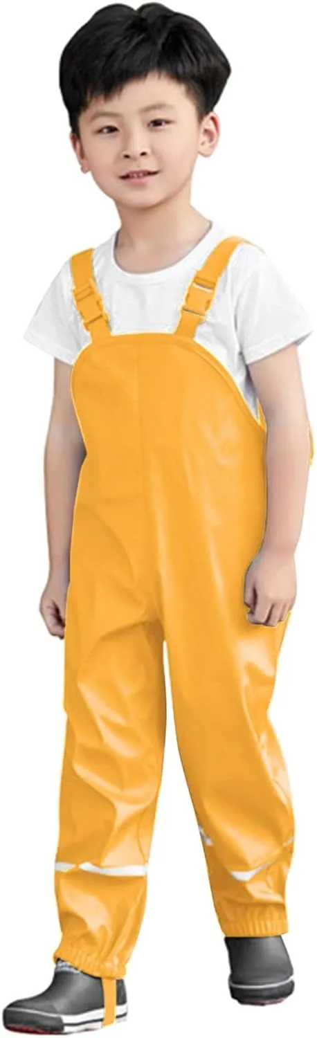 Toddler Boys Girls Waterproof Suspender Rain Pants Dirty Proof Windbreak Rain Bib Insulated Overalls
