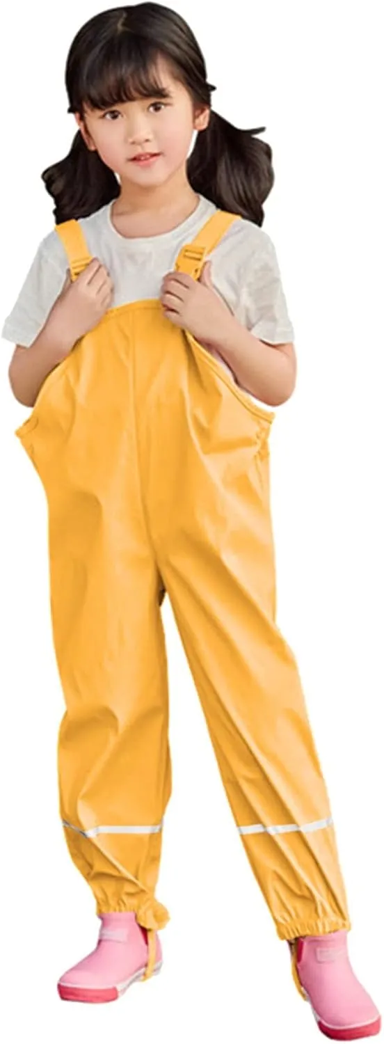 Toddler Boys Girls Waterproof Suspender Rain Pants Dirty Proof Windbreak Rain Bib Insulated Overalls
