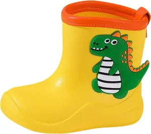 Toddler Cute Cartoon Rain Boots Boys Girls Baby Cartoon Dinosaur Rain Shoes Non Slip Rubber Boots for Kids Boys