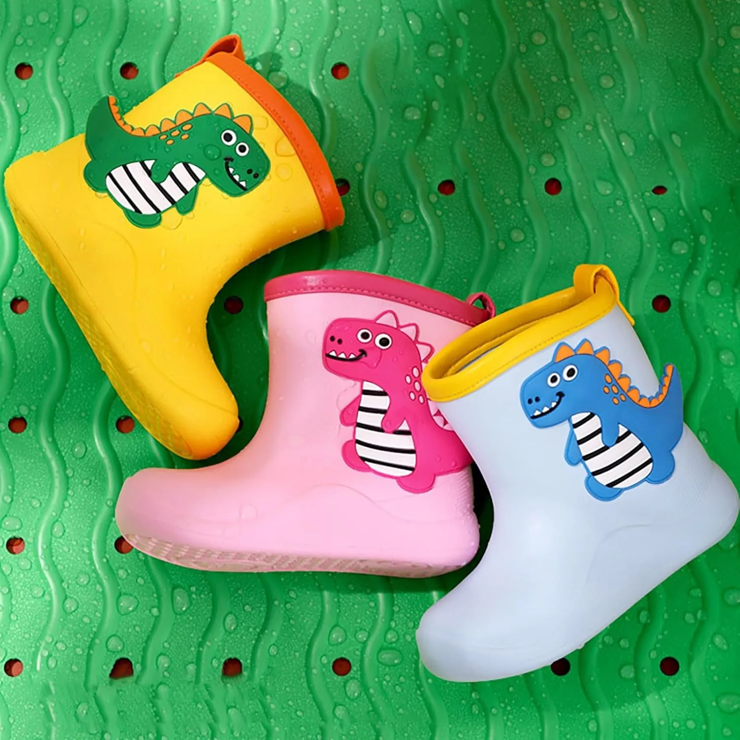 Toddler Cute Cartoon Rain Boots Boys Girls Baby Cartoon Dinosaur Rain Shoes Non Slip Rubber Boots for Kids Boys