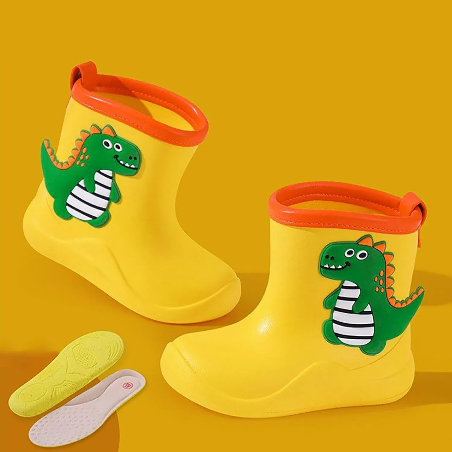 Toddler Cute Cartoon Rain Boots Boys Girls Baby Cartoon Dinosaur Rain Shoes Non Slip Rubber Boots for Kids Boys
