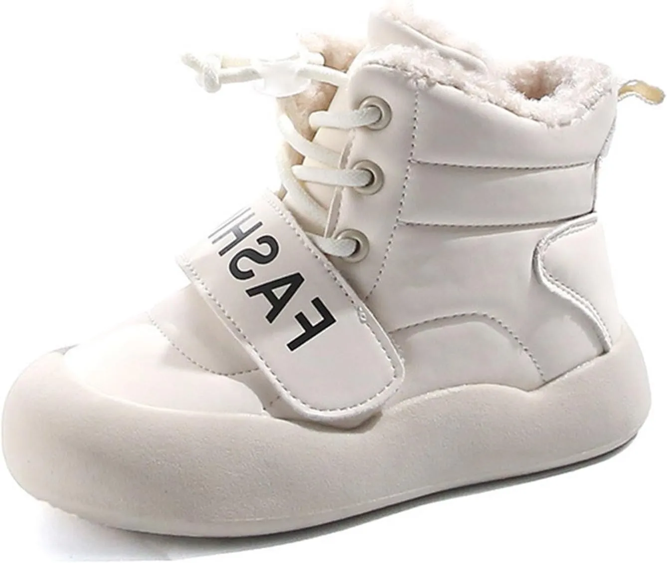 Toddler Fuzzy Snow Booties Boys Girls Kids Open Toe Lace-Up Ski Shoes Winter Warm Comfy Fashion Boots aterproof Chunky